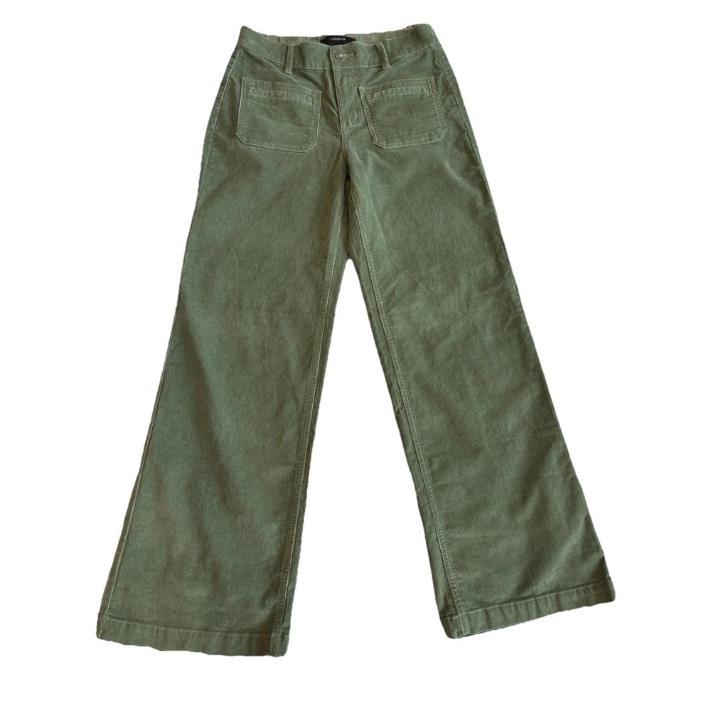 NWTO Forever 21 Wide Leg Green Cord Jeans Size XS Boho Comfy‎ 27 Or 28 Waist